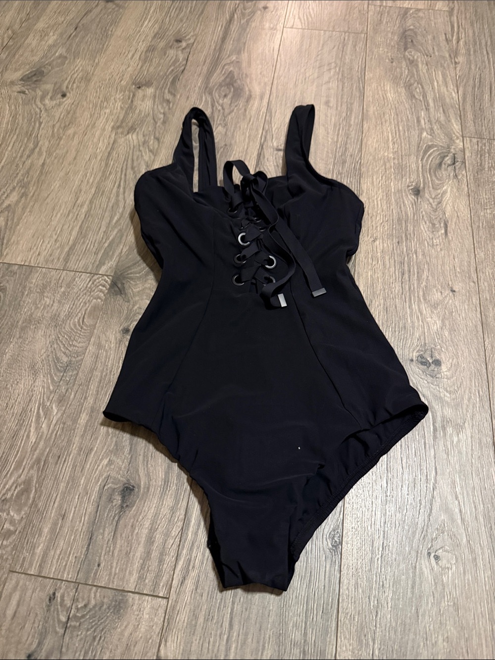 Amoressa Black Lace-Up One-Piece Swimsuit